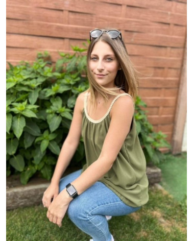 Top bretelle tressé uni