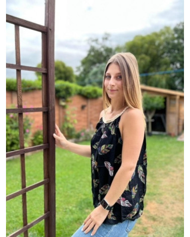 Top bretelle tressé motif