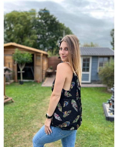 Top bretelle tressé motif