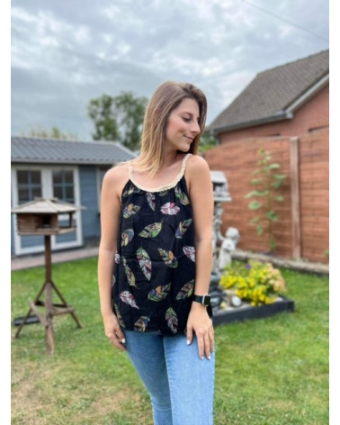 Top bretelle tressé motif